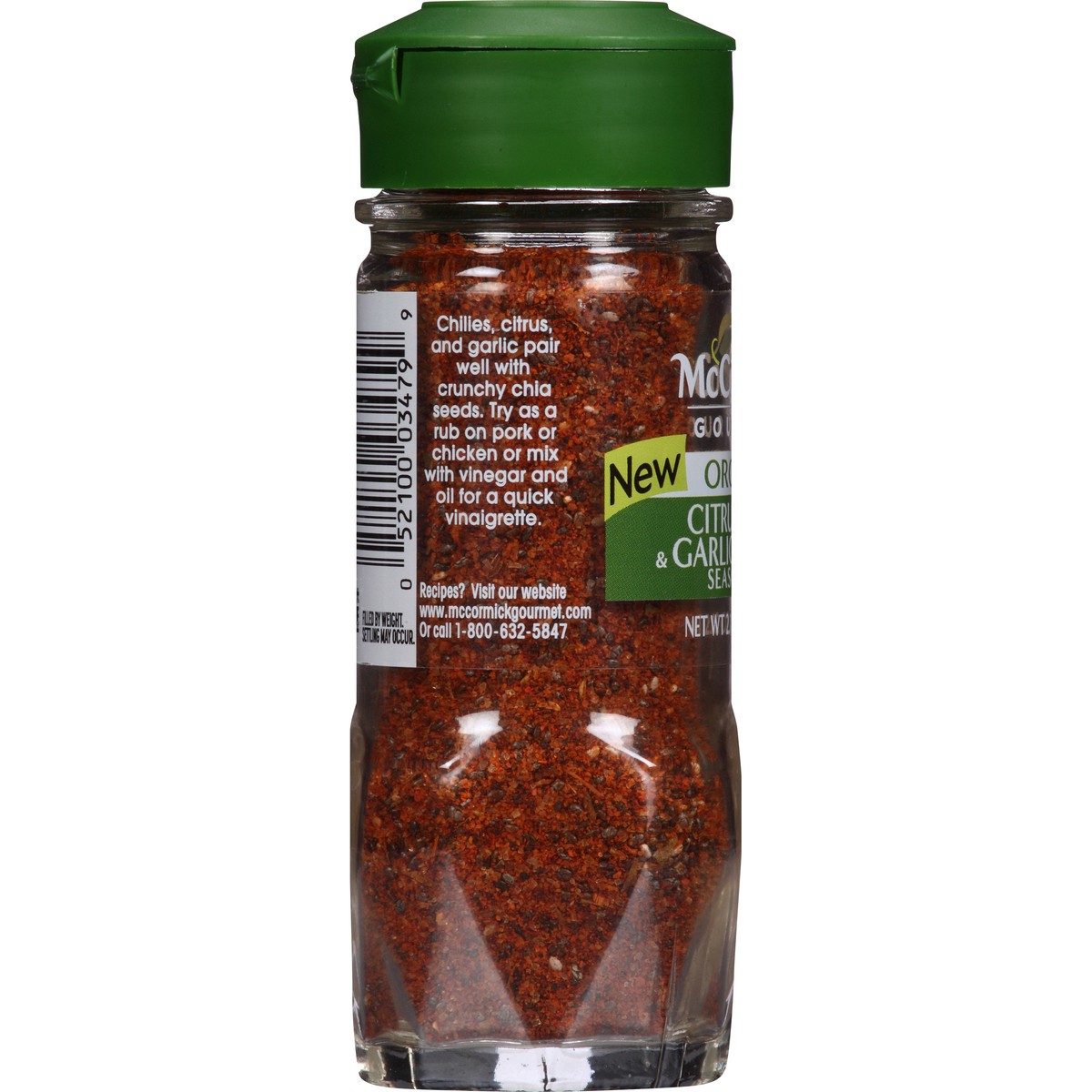 slide 9 of 11, McCormick Gourmet Citrus, Chile & Garlic With Chia, 2.12 oz, 2.12 oz