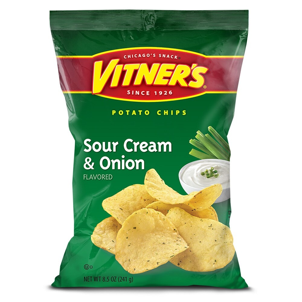 slide 1 of 1, Vitner's Sour Cream & Onion Flavored Potato Chips, 8.5 oz