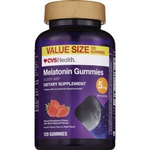 slide 1 of 1, CVS Health Melatonin Gummies, 5 Mg, Natural Strawberry Flavor, 120 Ct, 120 ct