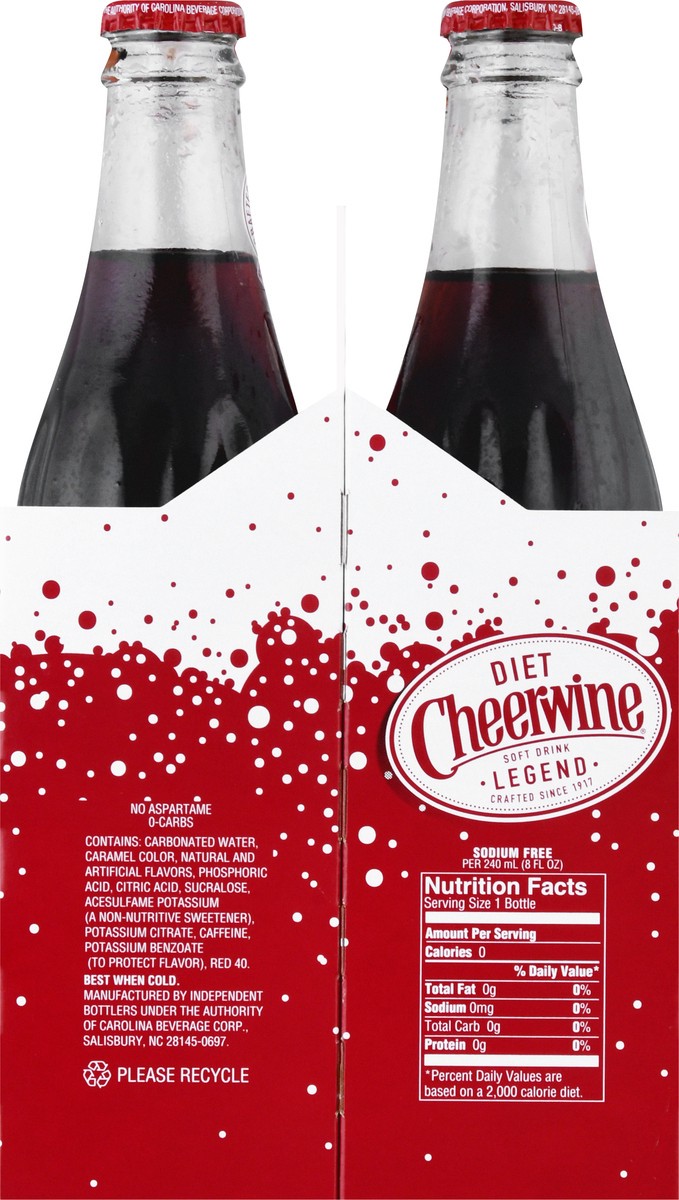 slide 8 of 9, Cheerwine Zero Sugar 4pack Glass Bottles, 4 ct