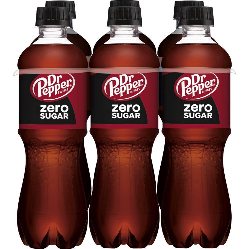 slide 7 of 8, Dr Pepper Zero Sugar Soda, .5 L bottles, 6 pack - 6 ct, 6 ct