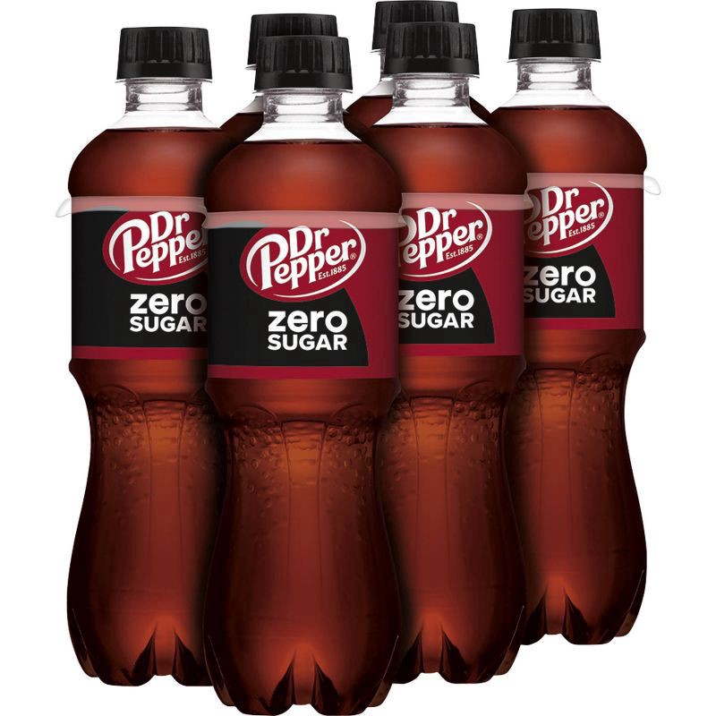 slide 2 of 8, Dr Pepper Zero Sugar Soda, .5 L bottles, 6 pack - 6 ct, 6 ct