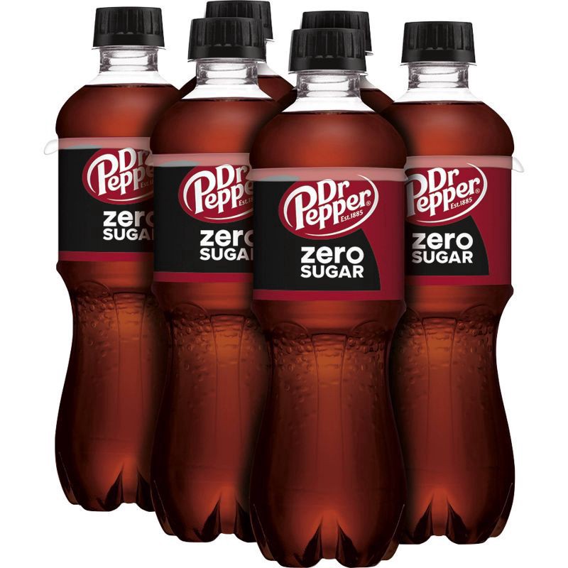 slide 3 of 8, Dr Pepper Zero Sugar Soda, .5 L bottles, 6 pack - 6 ct, 6 ct