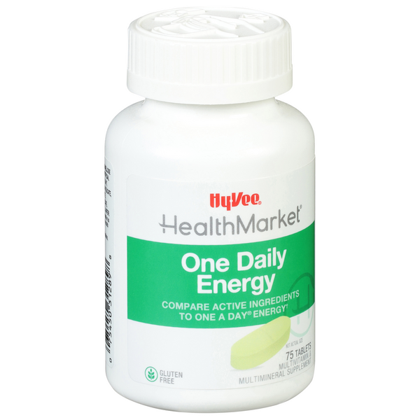 slide 1 of 1, Hy-Vee HealthMarket One Daily Energy Multivitamin/Multimineral Supplement Tablets, 75 ct