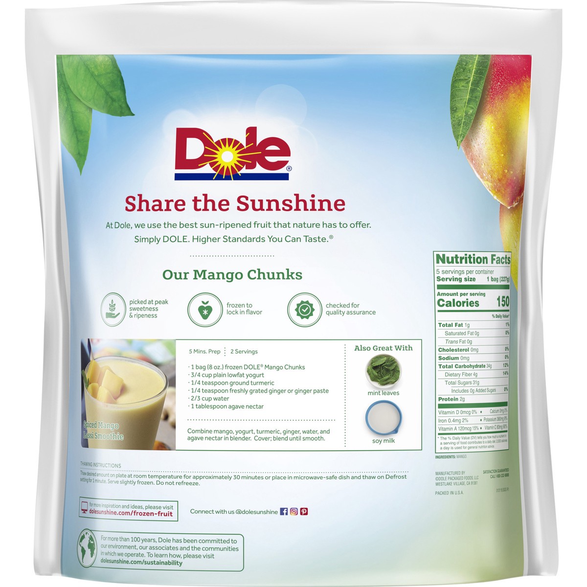 slide 8 of 8, Dole Mango Chunks, 40 oz