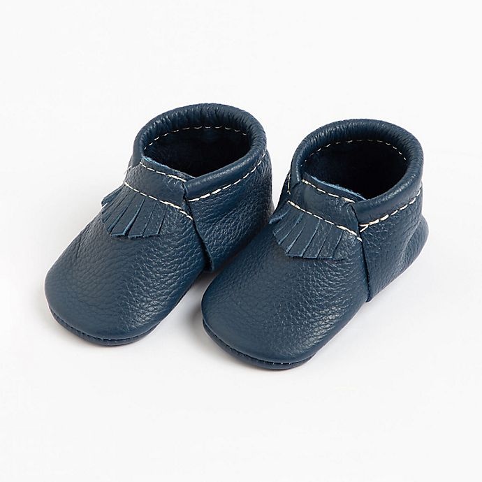 slide 1 of 3, Freshly Picked The First Pair Size 6W-6M Moccasin - Navy, 1 ct