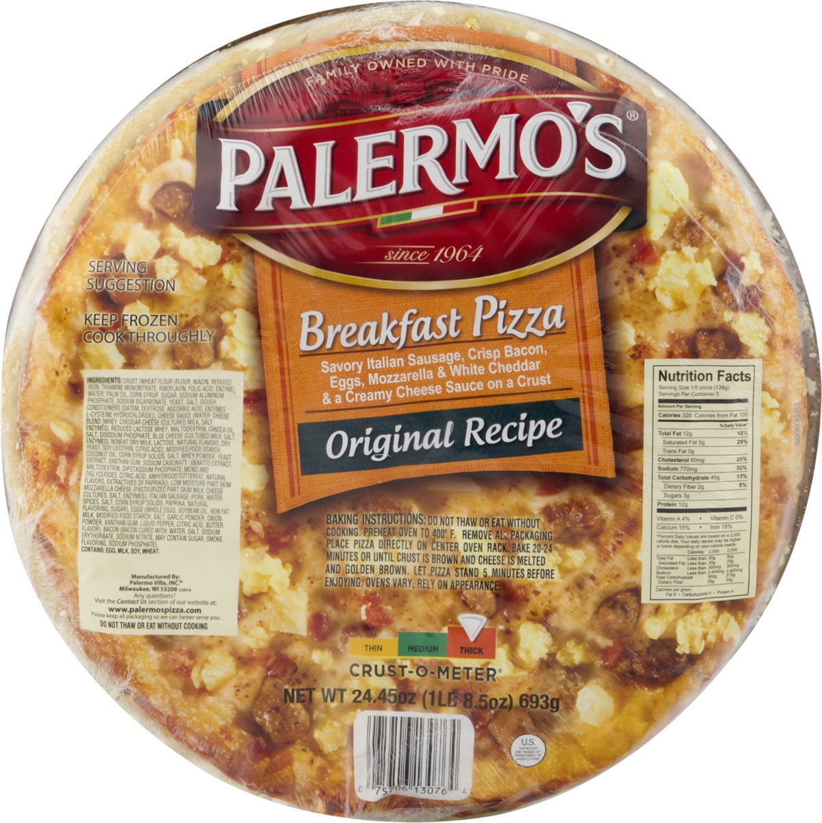 slide 10 of 11, Palermo's Breakfast Pizza, Original Recipe, Thick, 24.45 oz