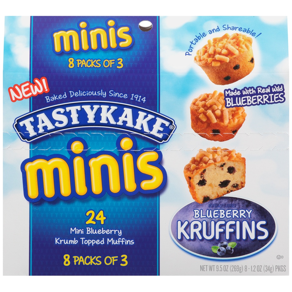 slide 1 of 1, Tastykake Mini Blueberry Kruffins, 9.5 oz