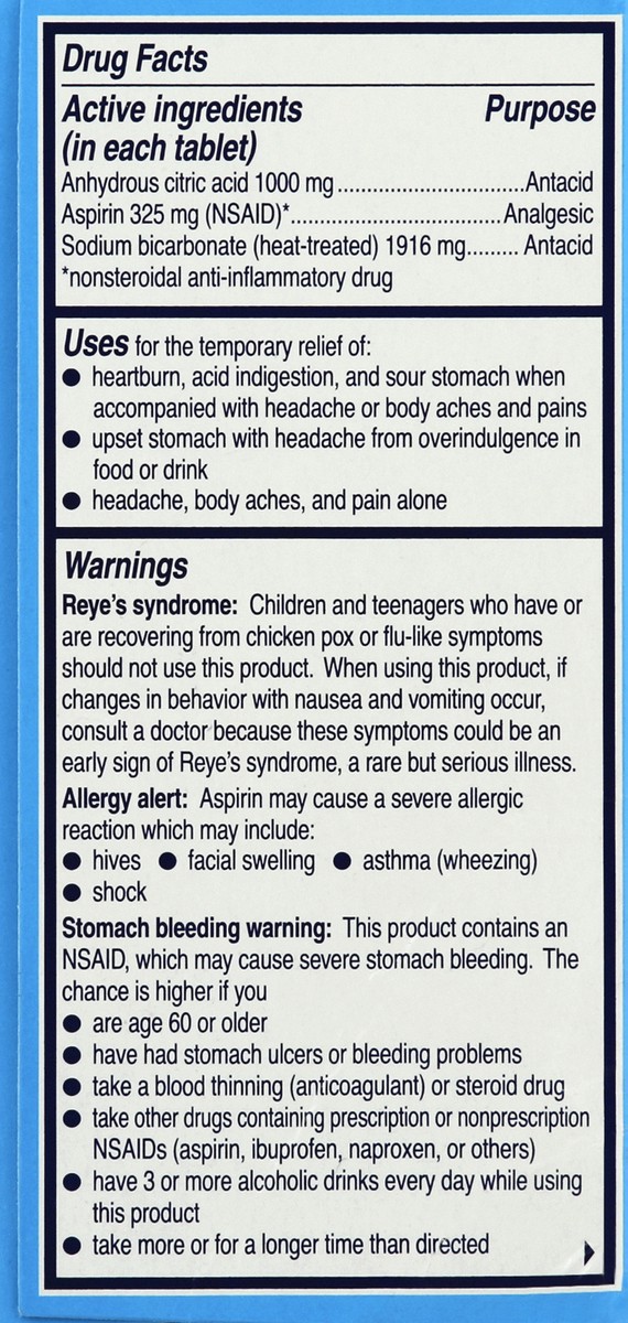 slide 5 of 10, Alka-Seltzer Original Antacid/Analgesic Effervescent Tablets, 36 ct