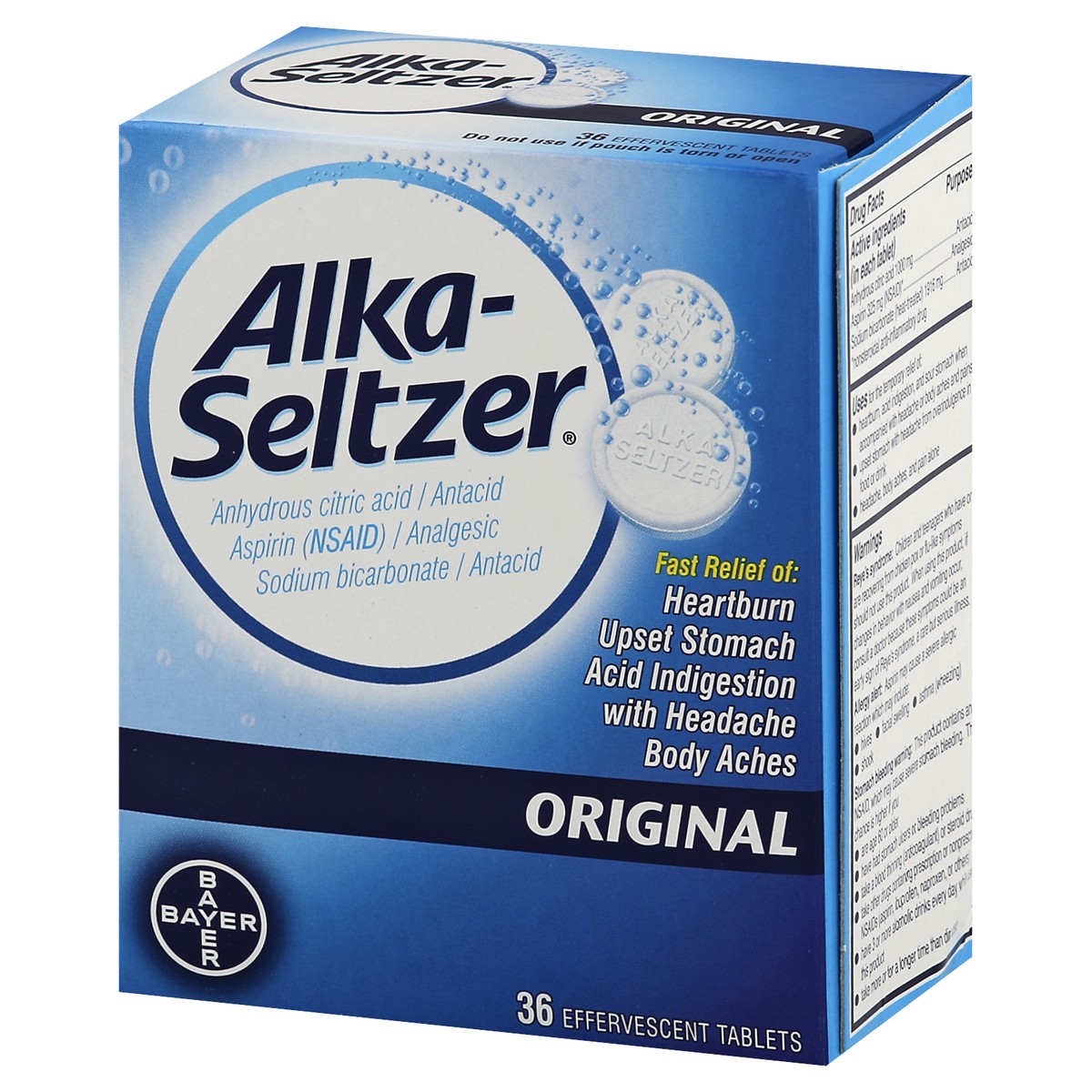 slide 9 of 10, Alka-Seltzer Original Antacid/Analgesic Effervescent Tablets, 36 ct