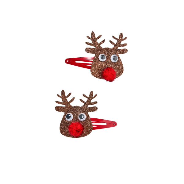 slide 7 of 9, Scunci 2Pk Reindeer Snap Clips, 2 ct