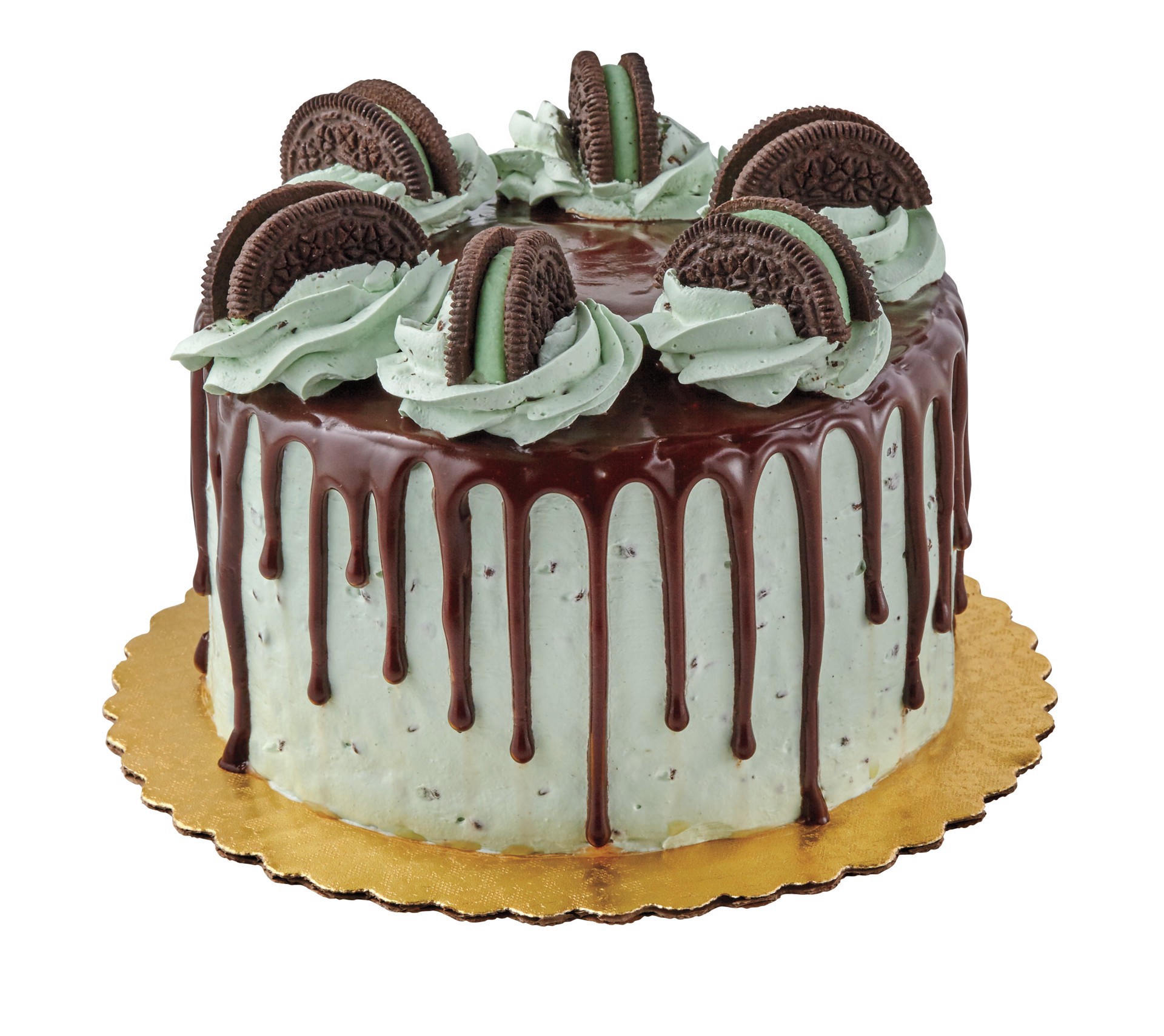 slide 1 of 1, H-E-B Chocolate Cake With Mint Chip Icing, 6 in