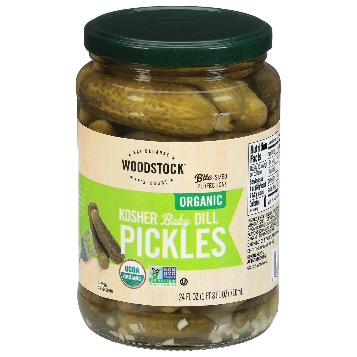 slide 9 of 9, Woodstock Organic Kosher Baby Dill Pickles 24 fl oz, 24 fl oz