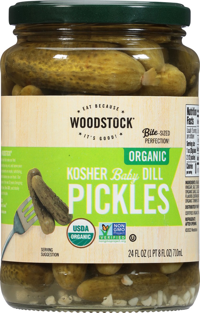 slide 6 of 9, Woodstock Organic Kosher Baby Dill Pickles 24 fl oz, 24 fl oz