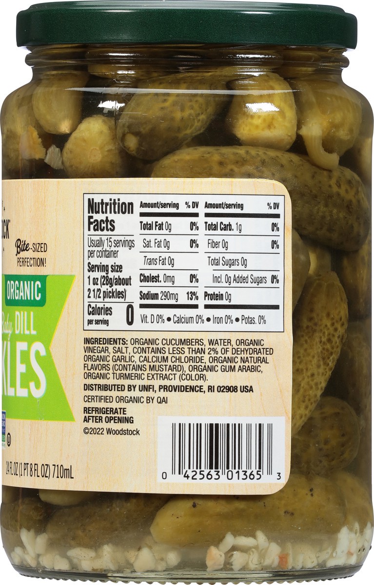 slide 8 of 9, Woodstock Organic Kosher Baby Dill Pickles 24 fl oz, 24 fl oz