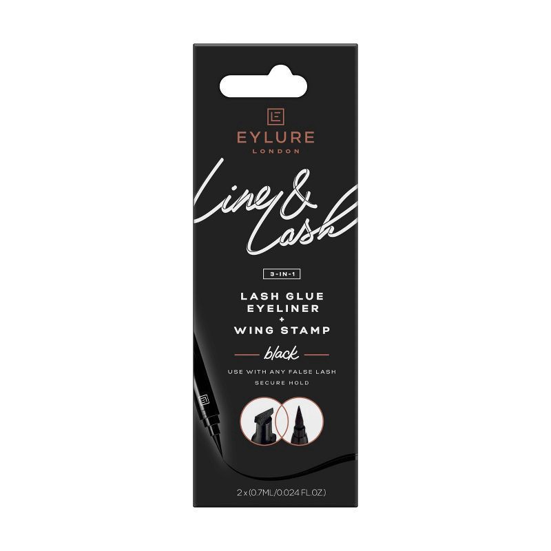 slide 1 of 4, Eylure Line & Lash 3-in-1 Lash Glue Eyeliner and Wing Stamp - Black - 1pc, 1 ct