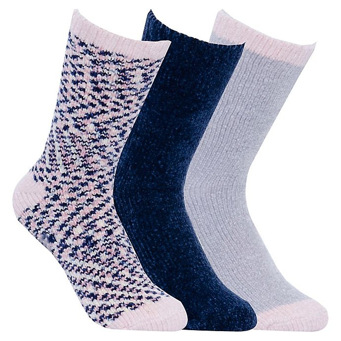 slide 2 of 3, Brookstone Women's Nap Socks - Pink/Blue, 3 ct