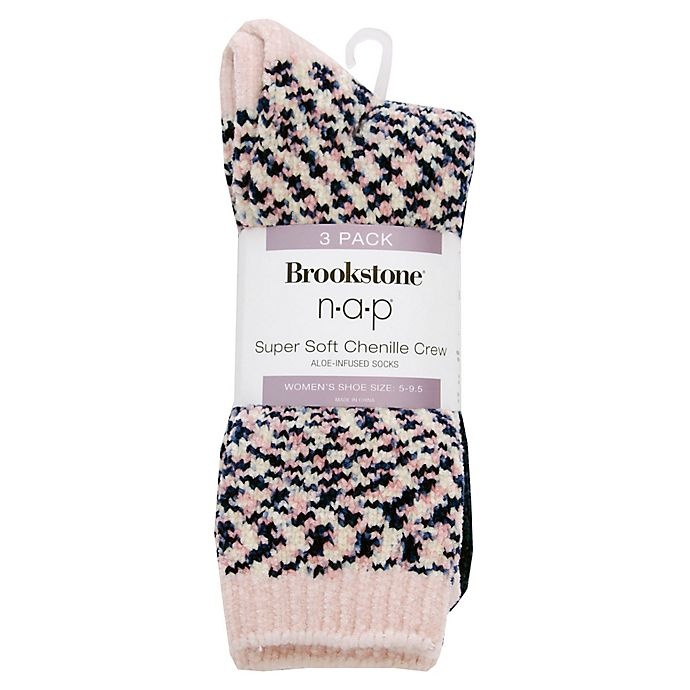slide 3 of 3, Brookstone Women's Nap Socks - Pink/Blue, 3 ct