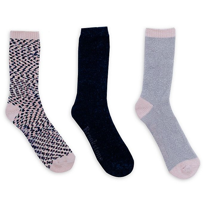 slide 1 of 3, Brookstone Women's Nap Socks - Pink/Blue, 3 ct