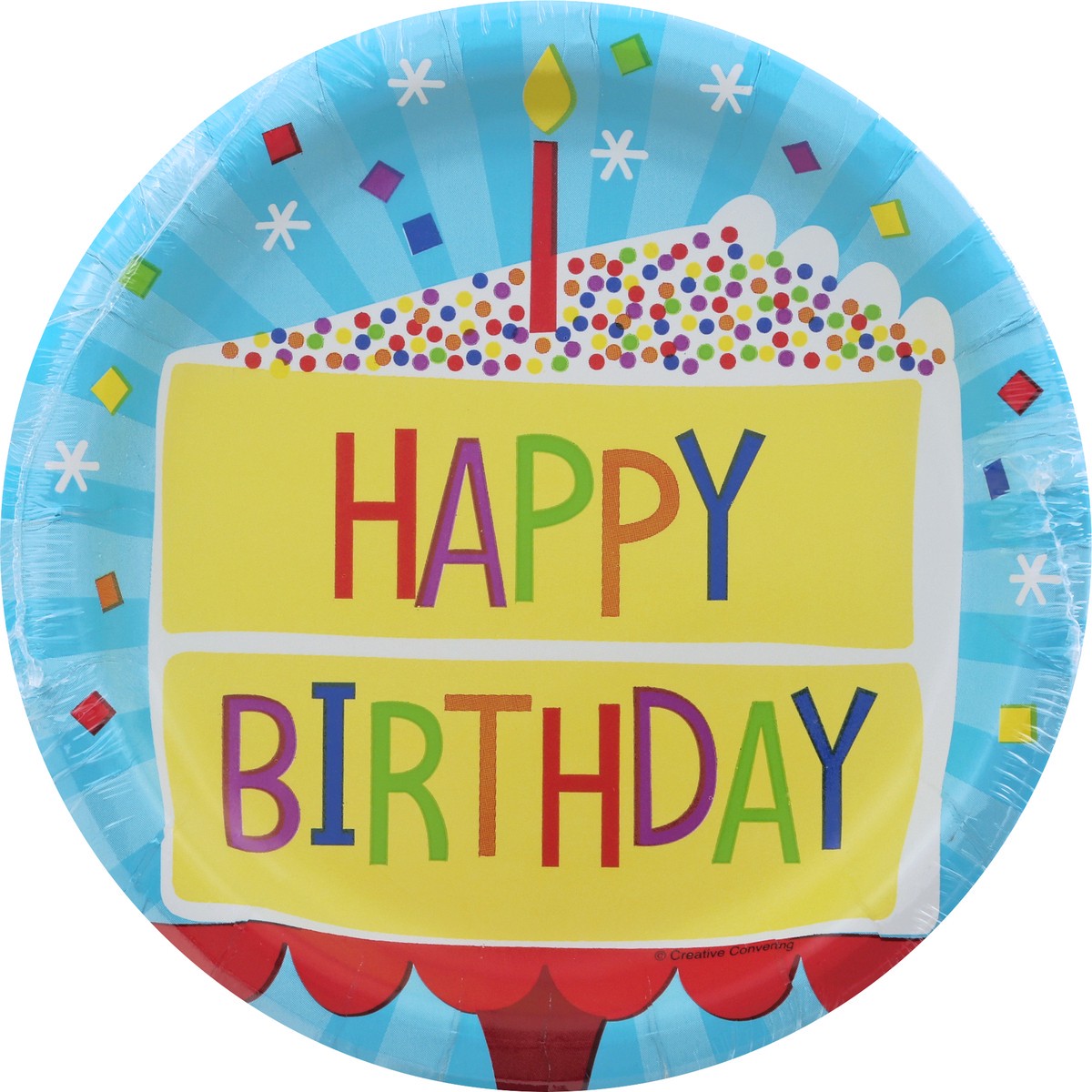 slide 5 of 6, Creative Converting Birthday Cake Disposable Lunch Plates, 8 ct