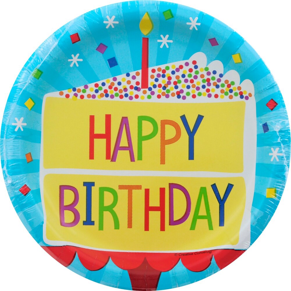 slide 1 of 6, Creative Converting Birthday Cake Disposable Lunch Plates, 8 ct