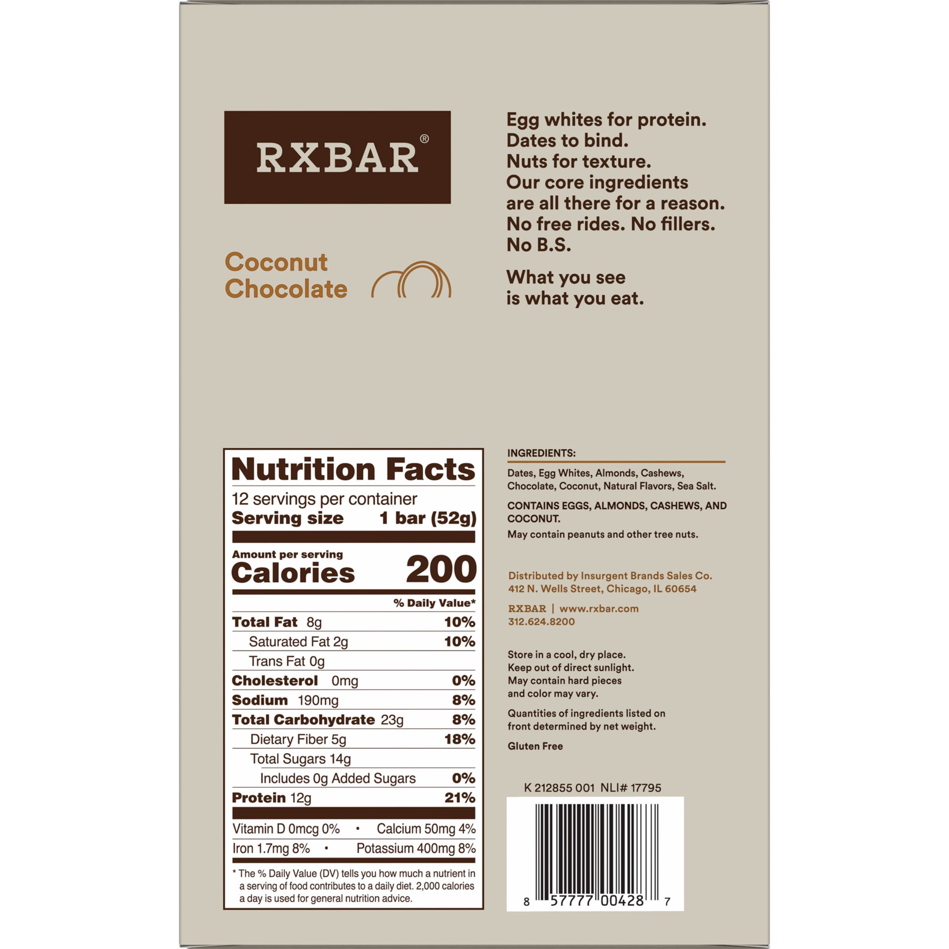 slide 3 of 5, RXBAR Protein Bars, Coconut Chocolate, 22 oz, 12 Count, 22 oz