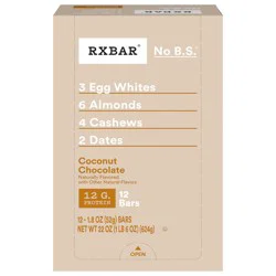 RXBAR Protein Bars, Protein Snack, Snack Bars, Coconut Chocolate, 22oz Box, 12 Bars