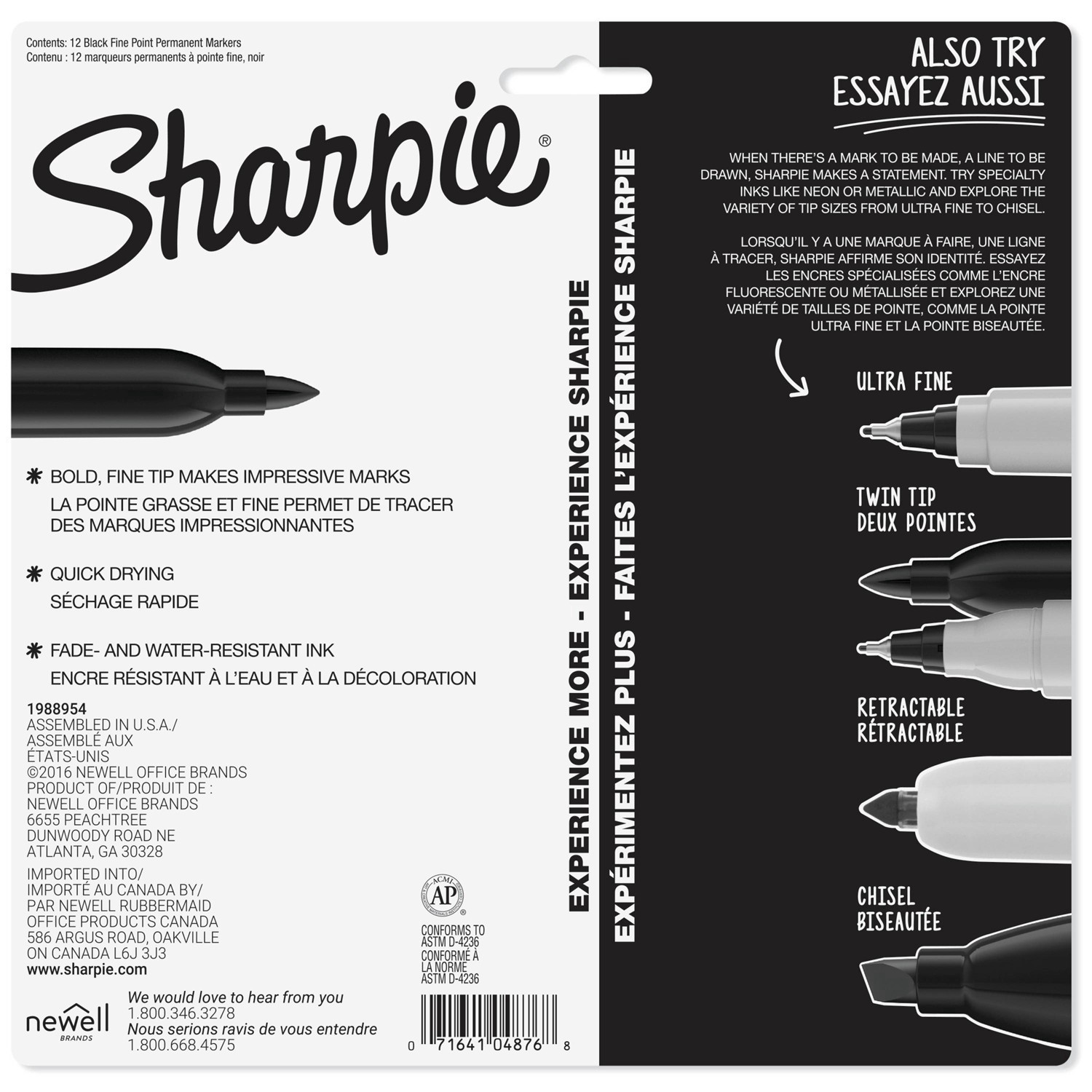 slide 4 of 19, Sharpie 12pk Permanent Markers FineTip Black, 12 ct