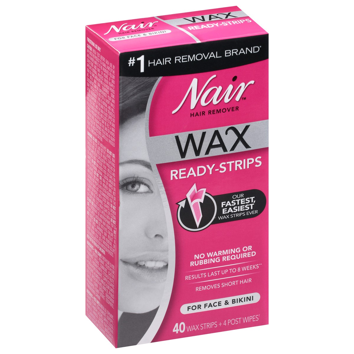 slide 2 of 9, Nair Hair Remover Wax Ready Strips, Face and Bikini Hair Removal Wax Strips, 40 Count, 40 ct