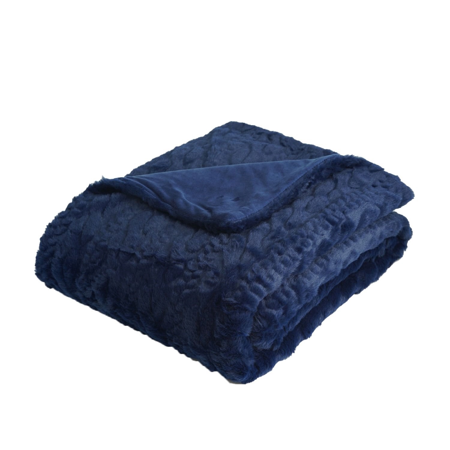 slide 2 of 3, Joyward Faux Fur Throw Blanket, Navy, 50 X 60 In, 1 ct