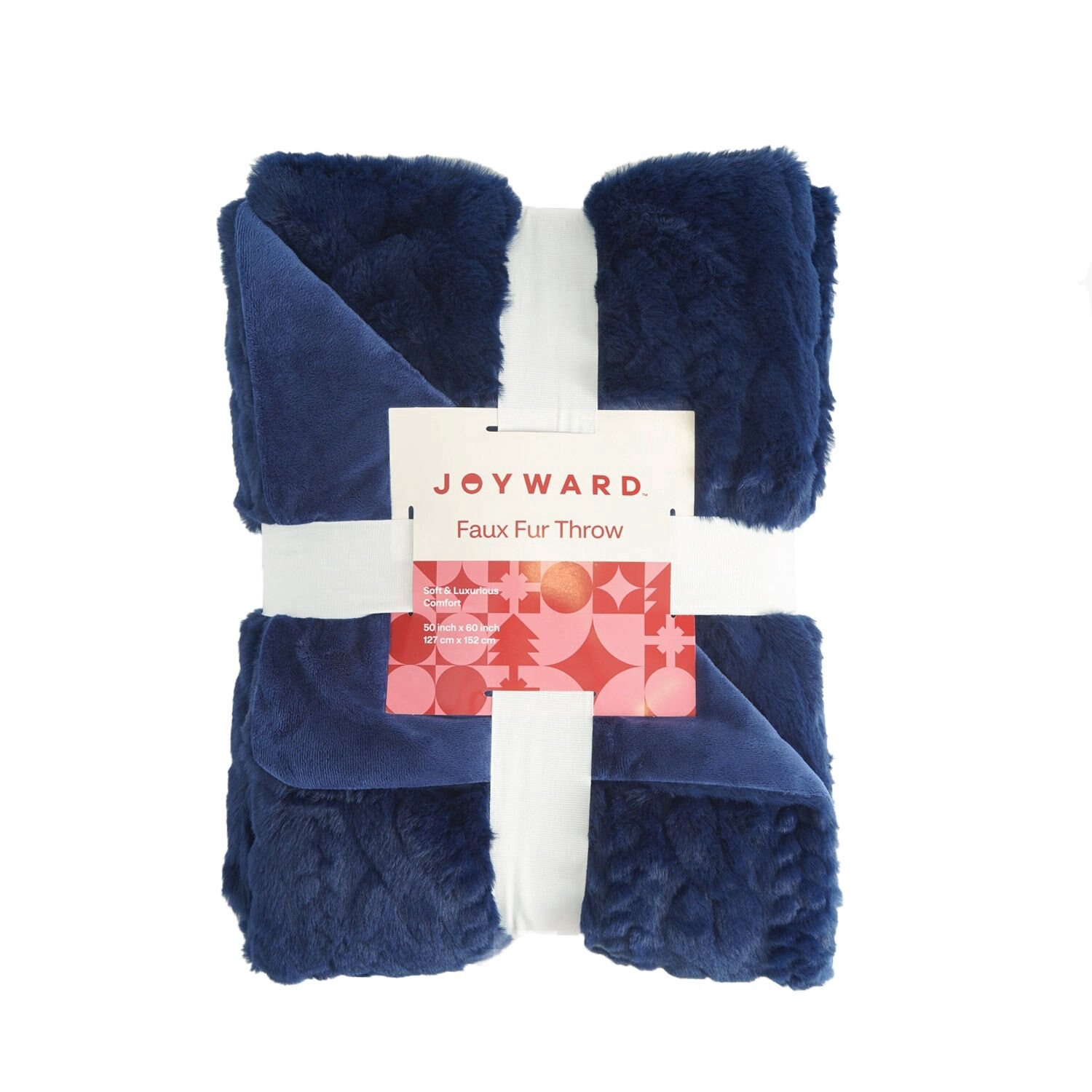 slide 1 of 3, Joyward Faux Fur Throw Blanket, Navy, 50 X 60 In, 1 ct