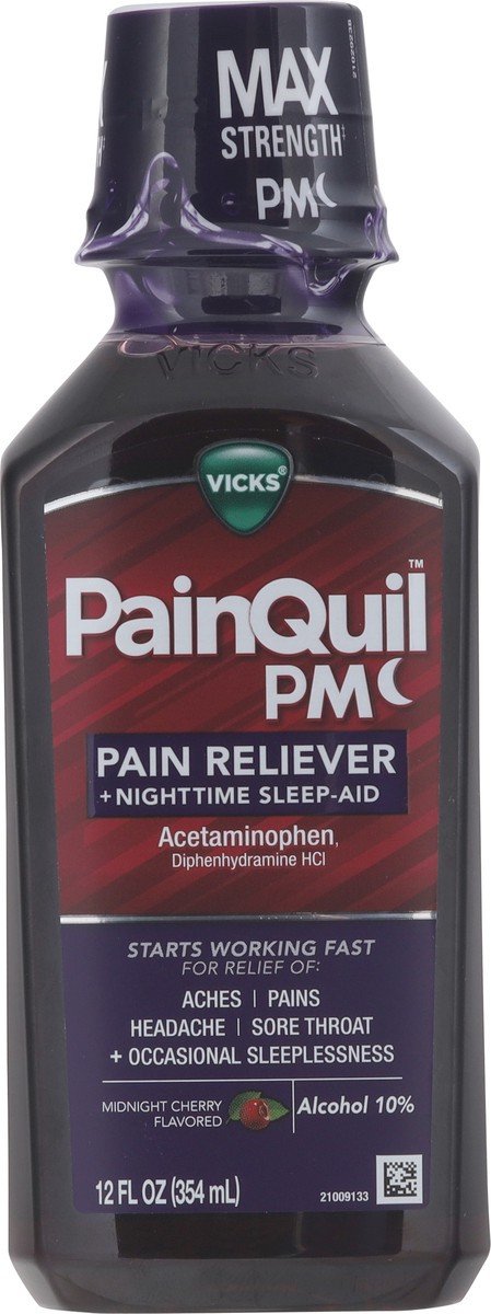 slide 8 of 13, Vicks PainQuil Pain Relief Acetaminophen 1000mg Max Strength‡ Adult Pain Reliever Liquid 12oz, Backache Headache Relief, 1 Nighttime Pain Reliever + Sleep Aid, 12 fl oz