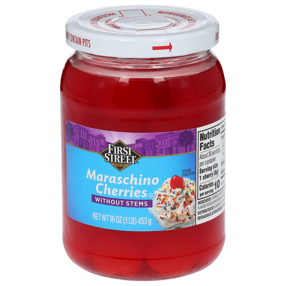 slide 3 of 13, First Street Maraschino Cherries Without Stems, 16 oz