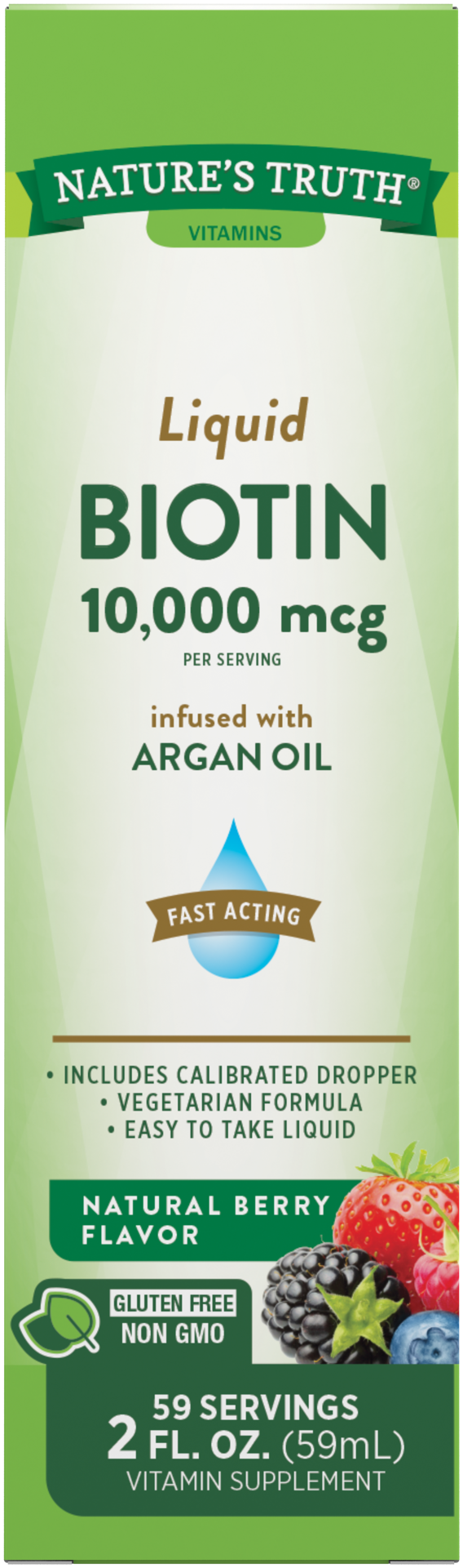 slide 1 of 4, Nature's Truth Liquid Biotin 10,000 mcg Infused with Argan Oil, 2 fl oz