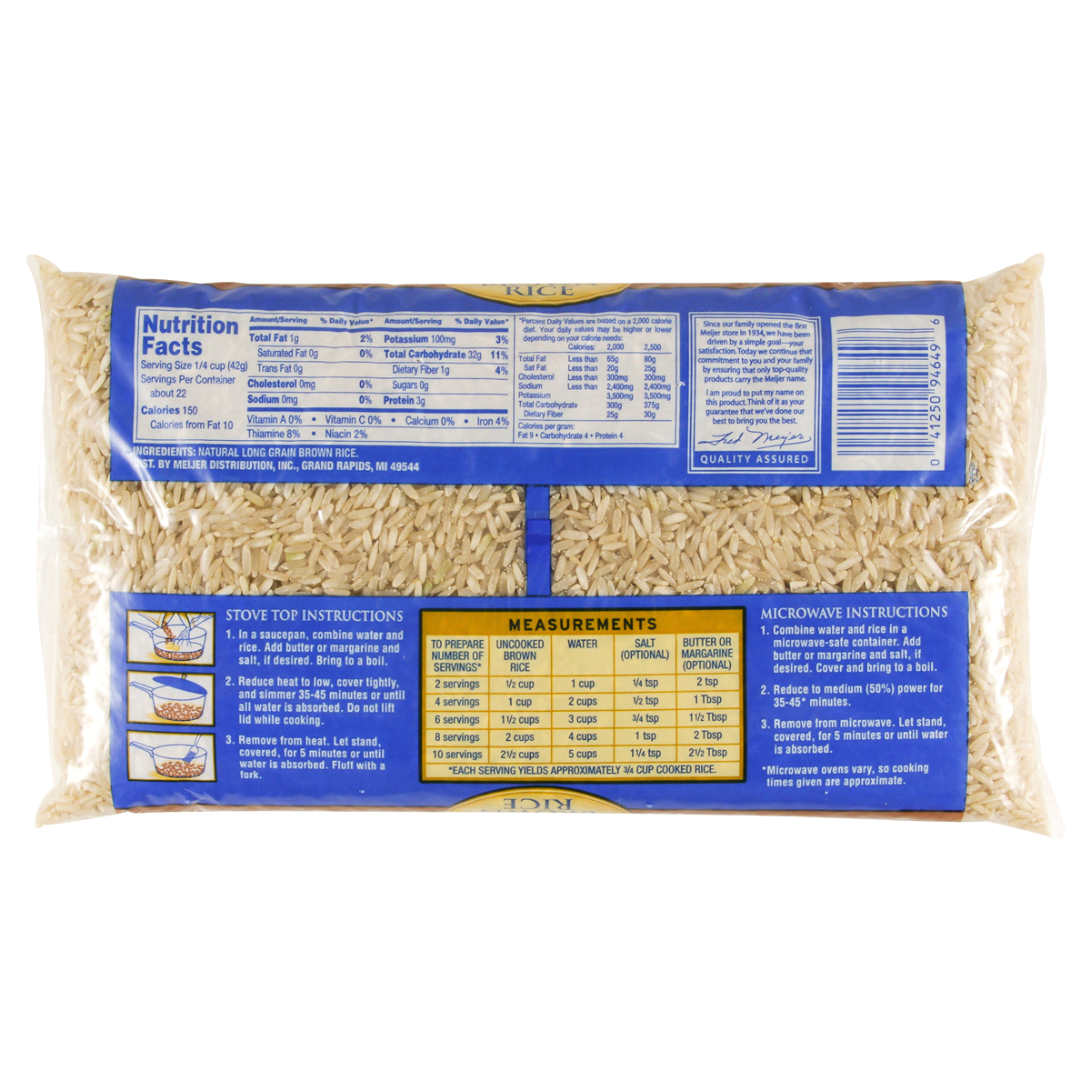 slide 2 of 2, Meijer All Natural Long Grain Brown Rice, 32 oz