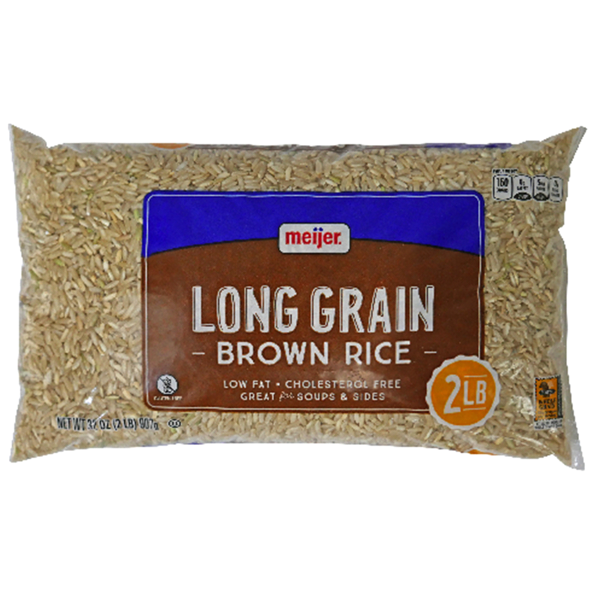 slide 1 of 2, Meijer All Natural Long Grain Brown Rice, 32 oz