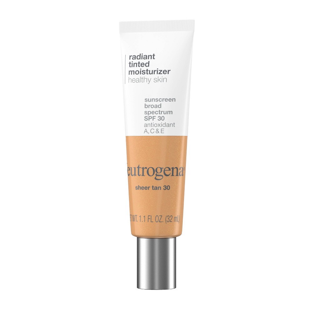 slide 5 of 21, Neutrogena Radiant Tinted Moisturizer with SPF 30 Sheer Tan 30 - 1.1 fl oz, 1.1 fl oz