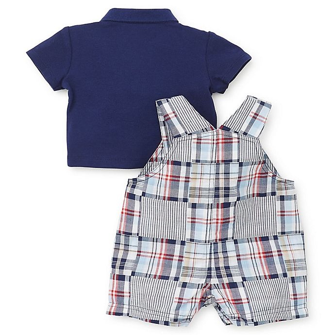 slide 2 of 2, Little Me Newborn Collared Shirt and Madras Plaid Shortall Set, 2 ct