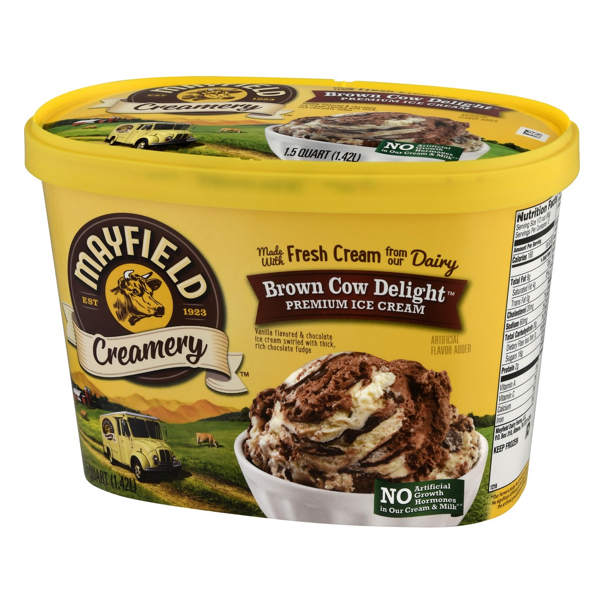 slide 7 of 9, Mayfield Creamery Premium Brown Cow Delight Ice Cream 1.5 qt, 1.5 qt