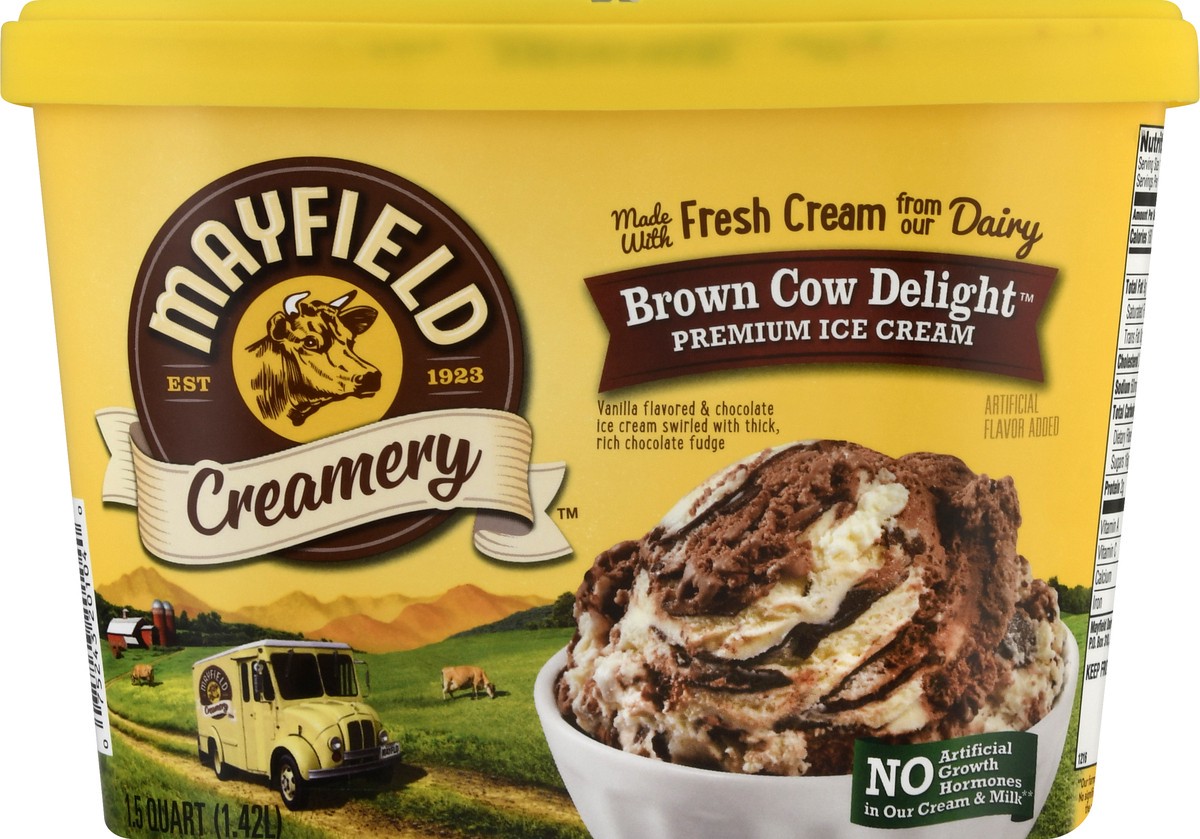 slide 1 of 9, Mayfield Creamery Premium Brown Cow Delight Ice Cream 1.5 qt, 1.5 qt