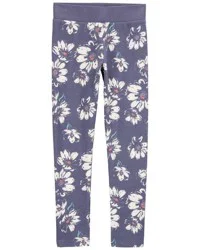 Oshkosh Kid Floral Ribbed Leggings - Floral Purple 6-6X