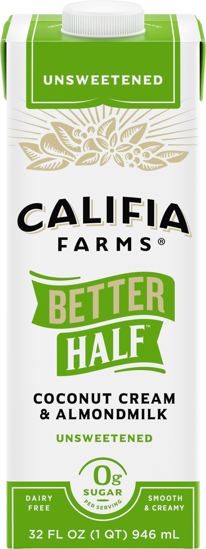 slide 1 of 5, Califia Farms Unsweetened Better Half Almond Milk Half and Half, 32 fl oz