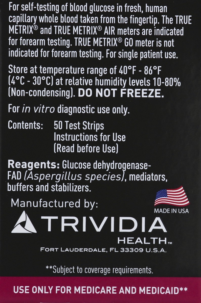 slide 2 of 8, True Metrix Blood Glucose Test Strips 50 ea, 50 ct