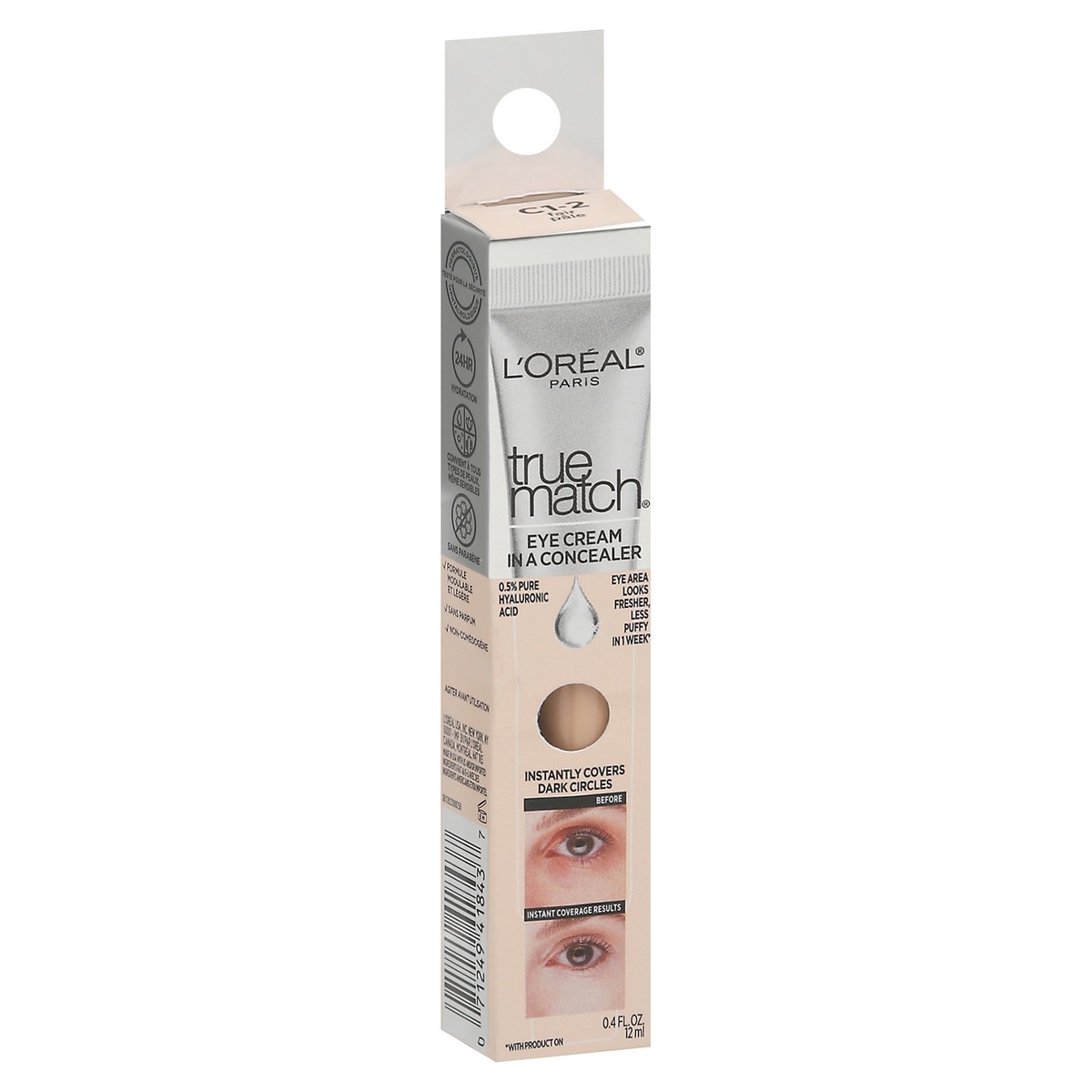 slide 2 of 9, L'Oréal L'Oreal Paris True Match Eye Cream in a Concealer with Hyaluronic Acid - Fair C1-2 - 0.4 fl oz, 0.4 fl oz