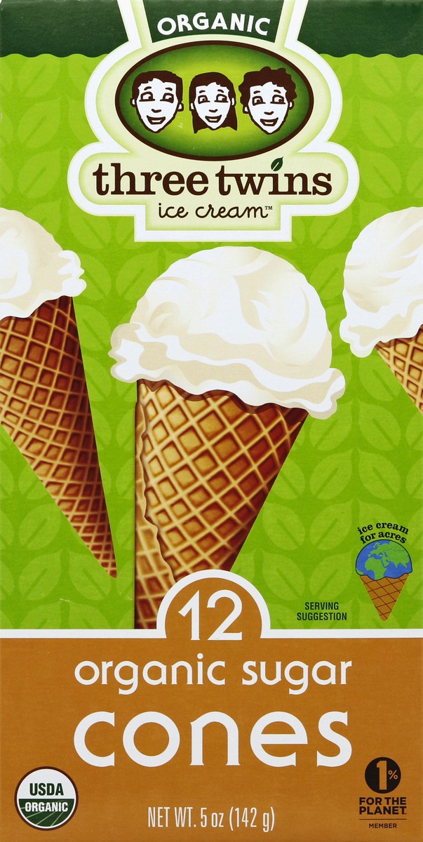 slide 4 of 5, Three Twins Sugar Cones 12 ea, 