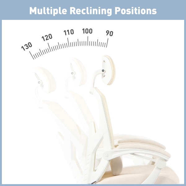 slide 9 of 10, Realspace Vallori Mesh/Fabric High-Back Chair With Retractable Footrest, Cream/White, 1 ct