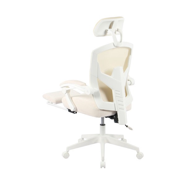 slide 7 of 10, Realspace Vallori Mesh/Fabric High-Back Chair With Retractable Footrest, Cream/White, 1 ct