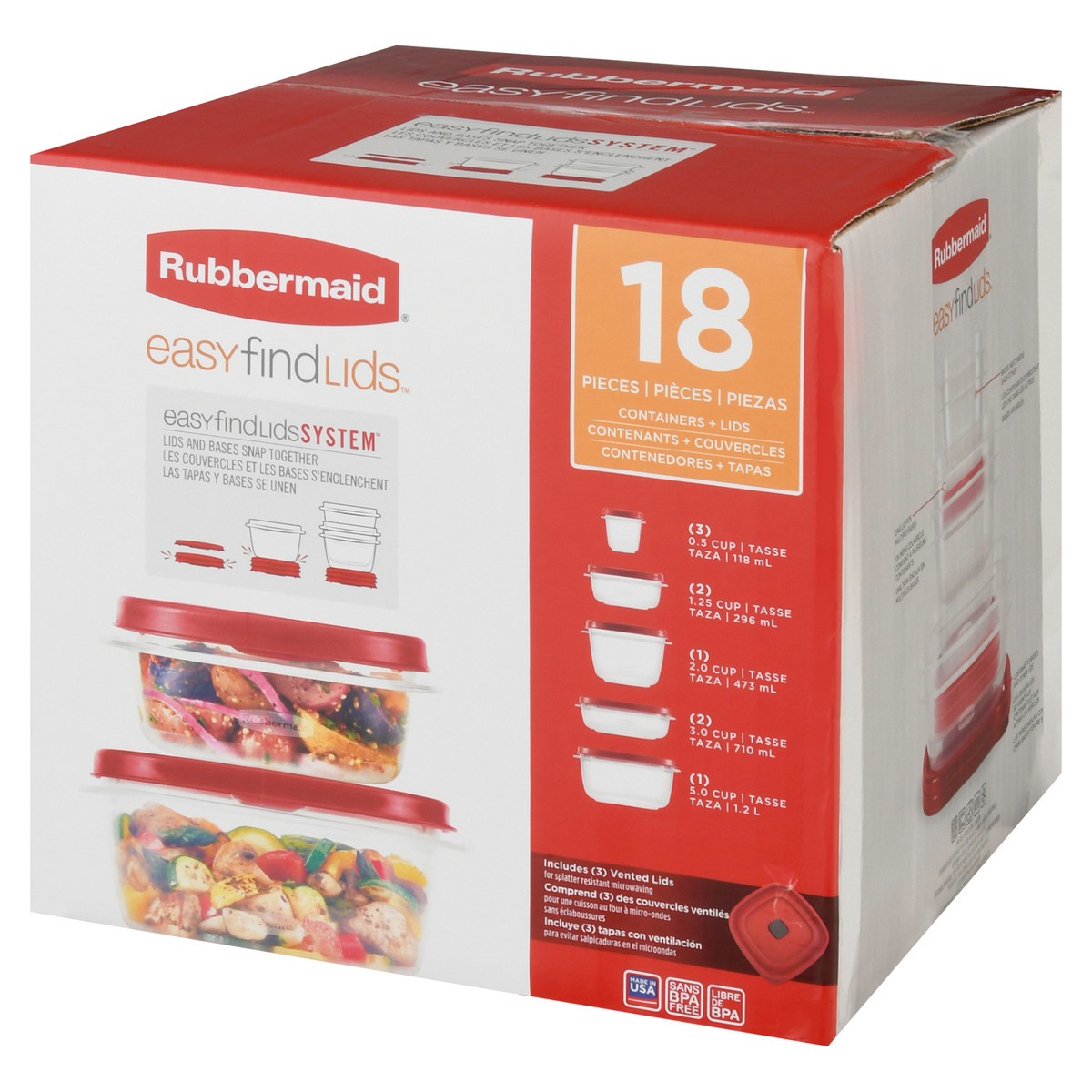 slide 3 of 9, Rubbermaid EasyFindLids 18 Pieces Containers + Lids 1 ea, 1 ct