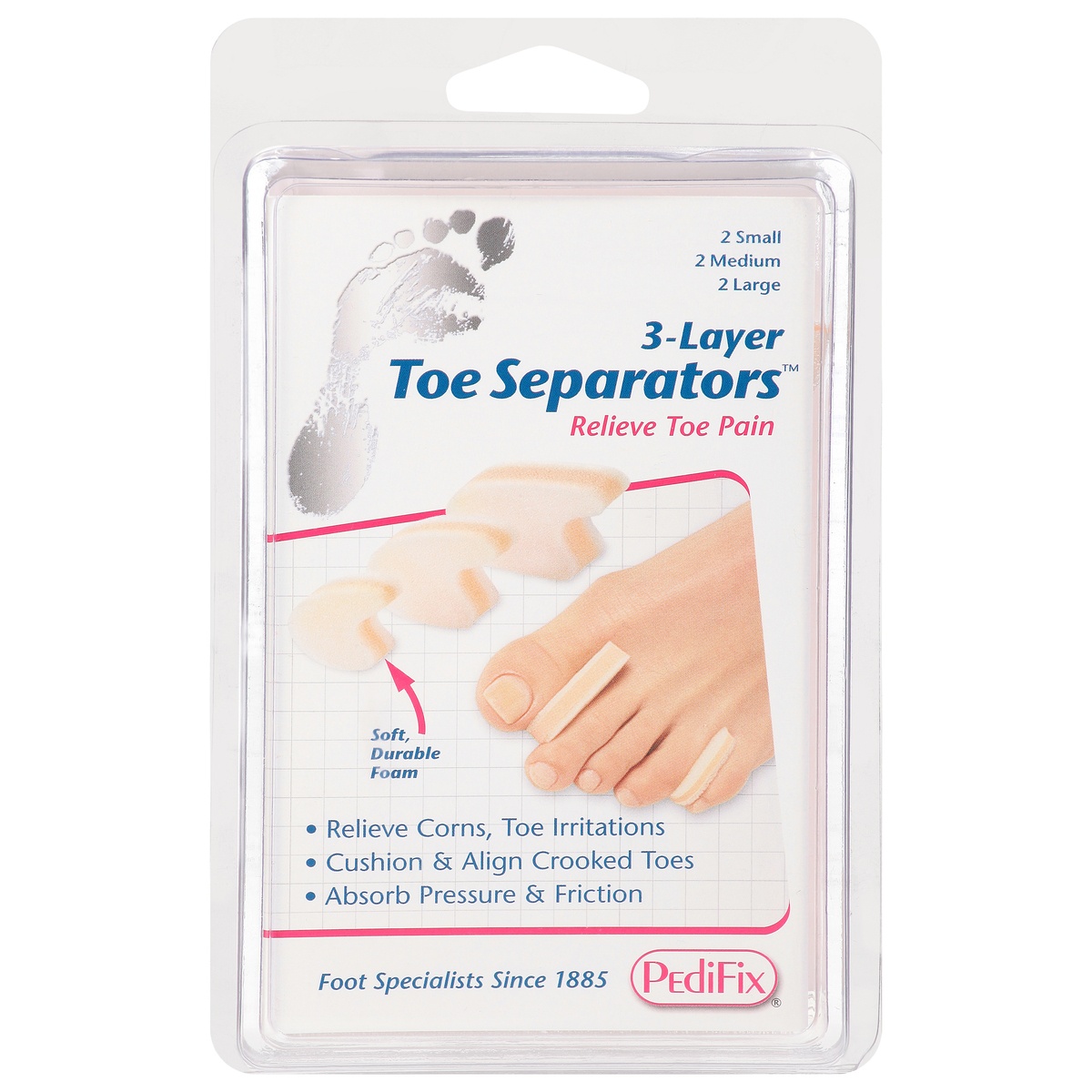 slide 1 of 1, PediFix Toe Separators, 3-Layer, 6 ct