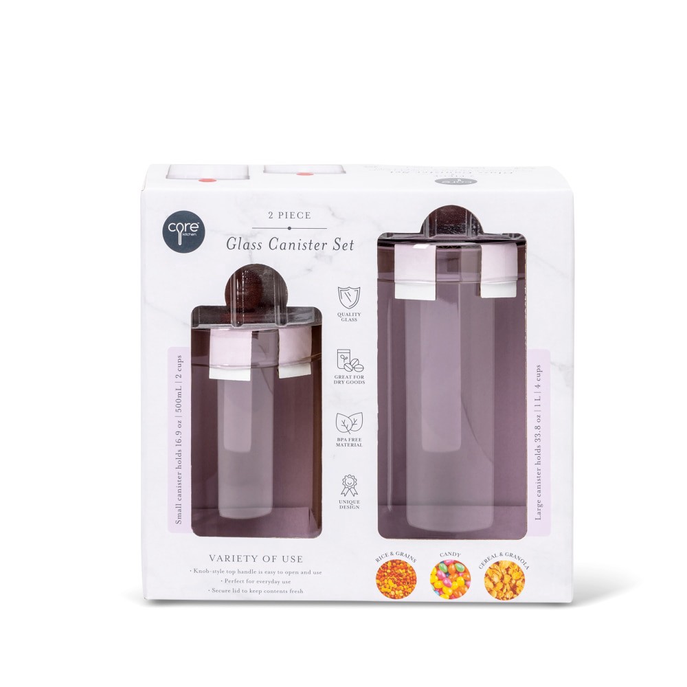 slide 4 of 4, Core Glass Canister - Red, 2 ct